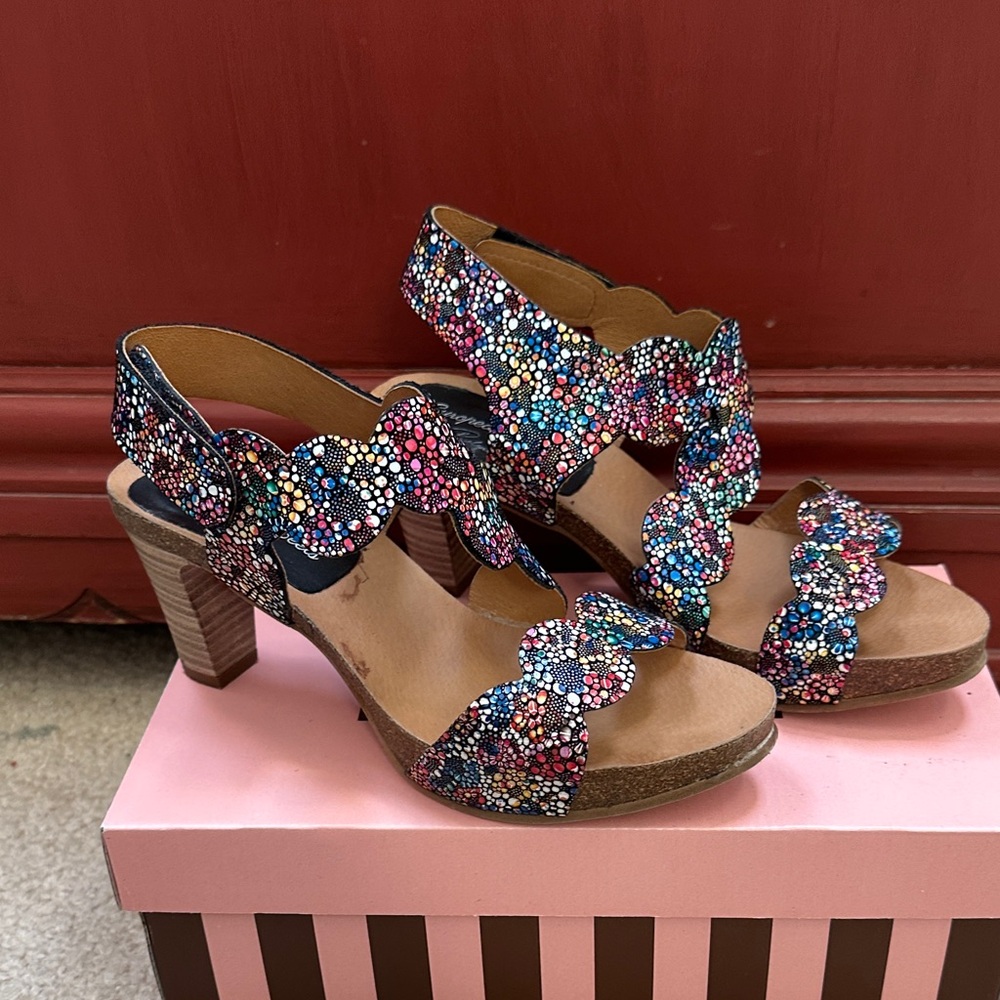 Multicolor Women's Sandals with Block Heel